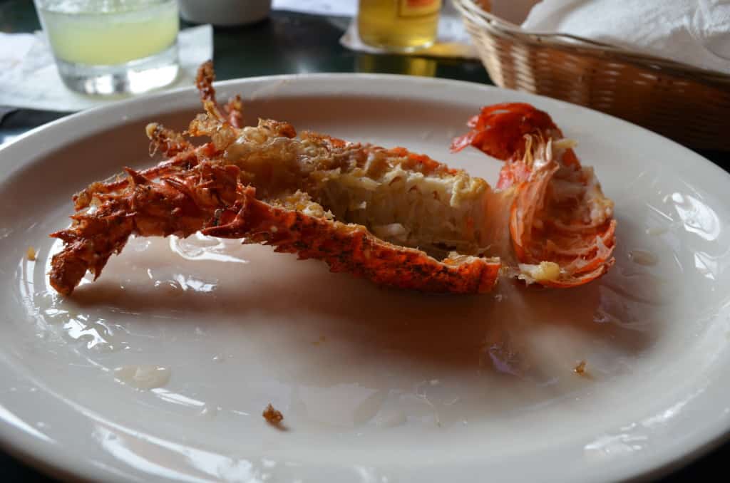 A deep fried lobster at Puerto Nuevo.
